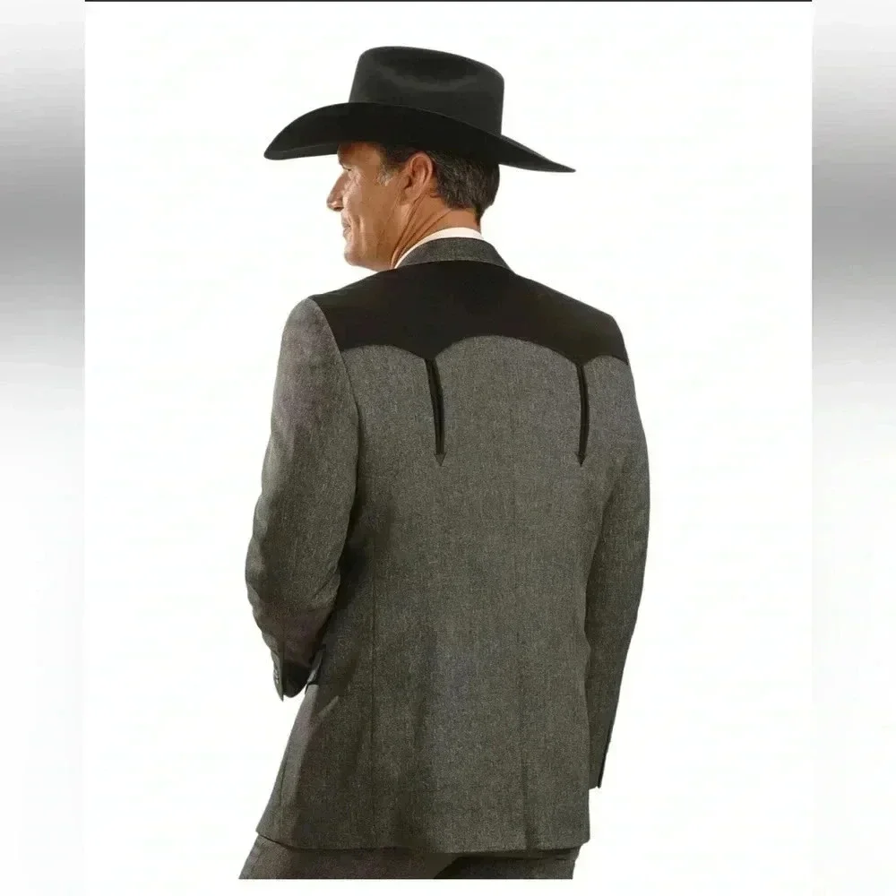 CIRCLE S Men’s Boise Western Cowboy Suit Coat Blazer Heather Charcoal Sz 54R